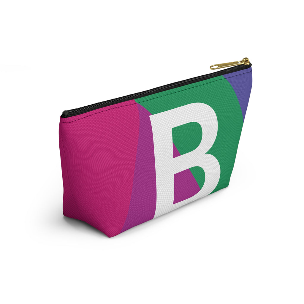 Initials Colorblock Accessory Pouch — Monogram B T-Bottom Cosmetic Bag
