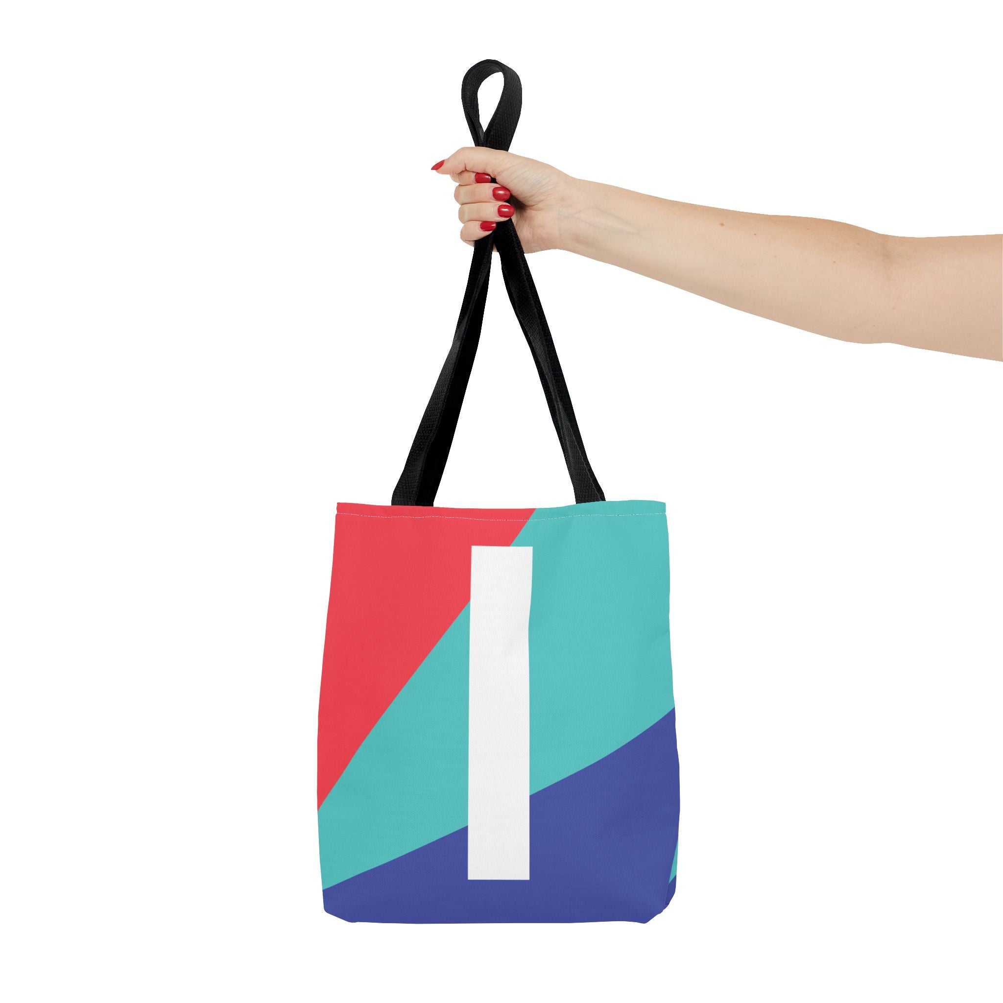 Monogram 'I' Colorblock Tote Bag — Personalized Initial I Shoulder Tote
