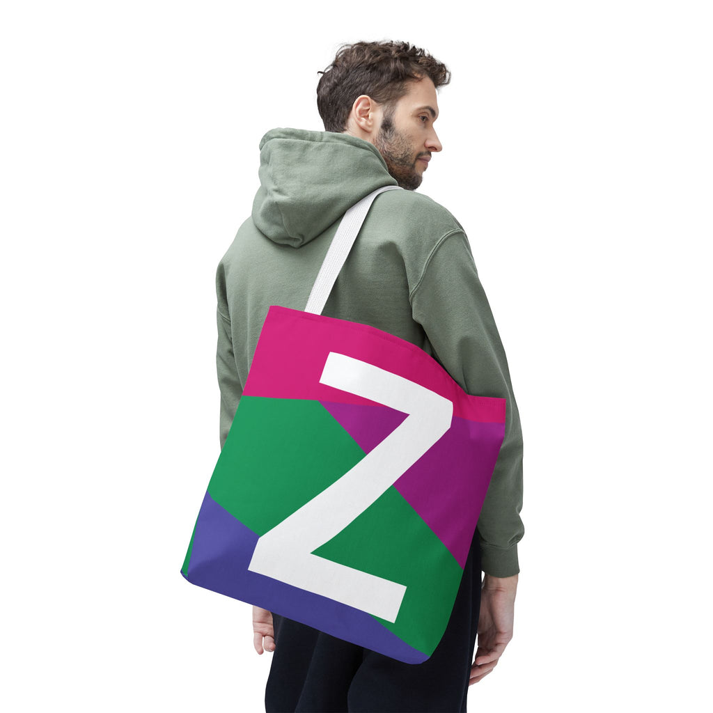 Monogram 'Z' Colorblock Tote Bag — Personalized Initial Z Shoulder Tote