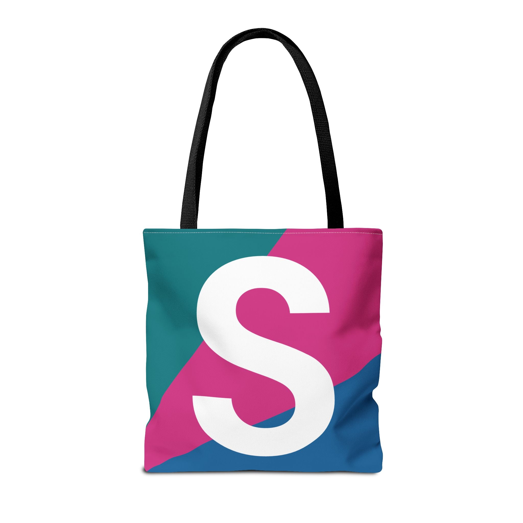 Monogram 'S' Colorblock Tote Bag — Personalized Initial S Shoulder Tote