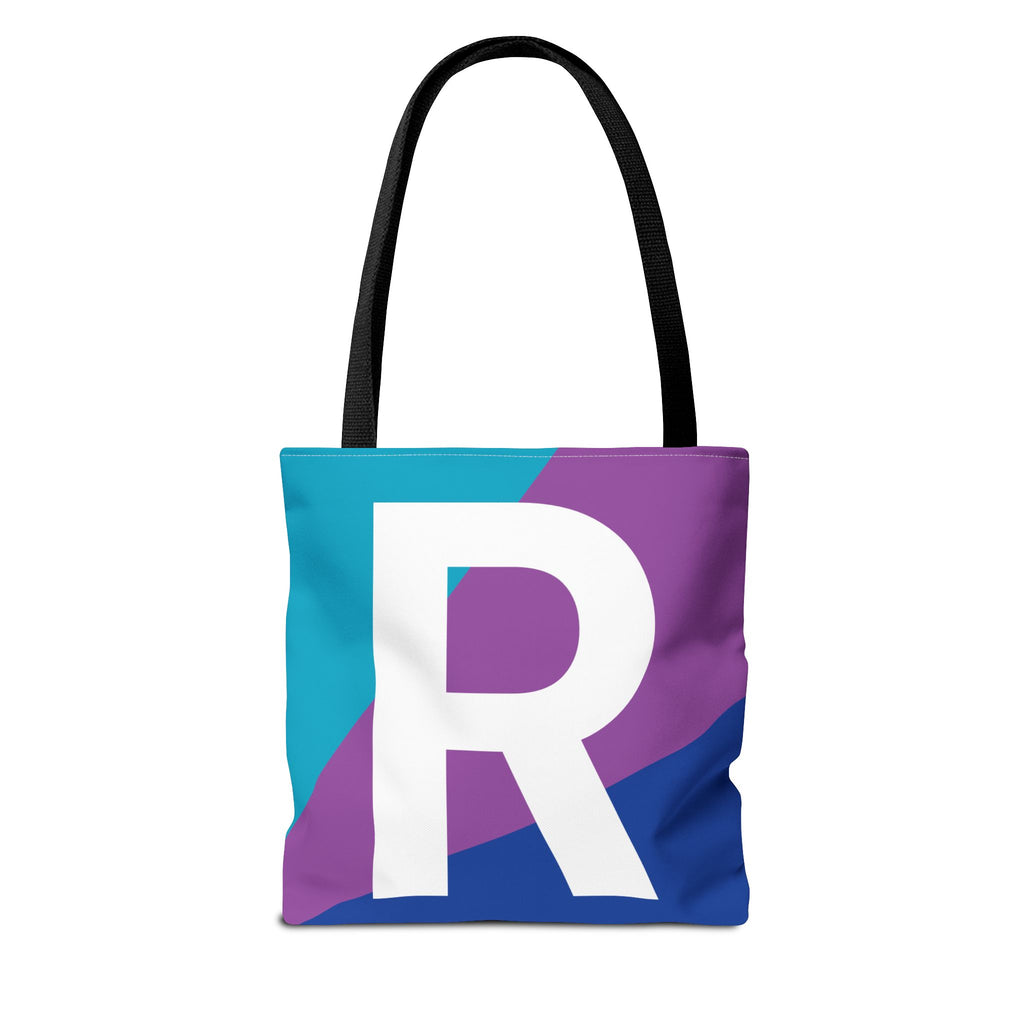 Monogram 'R' Colorblock Tote Bag — Personalized Initial R Shoulder Tote
