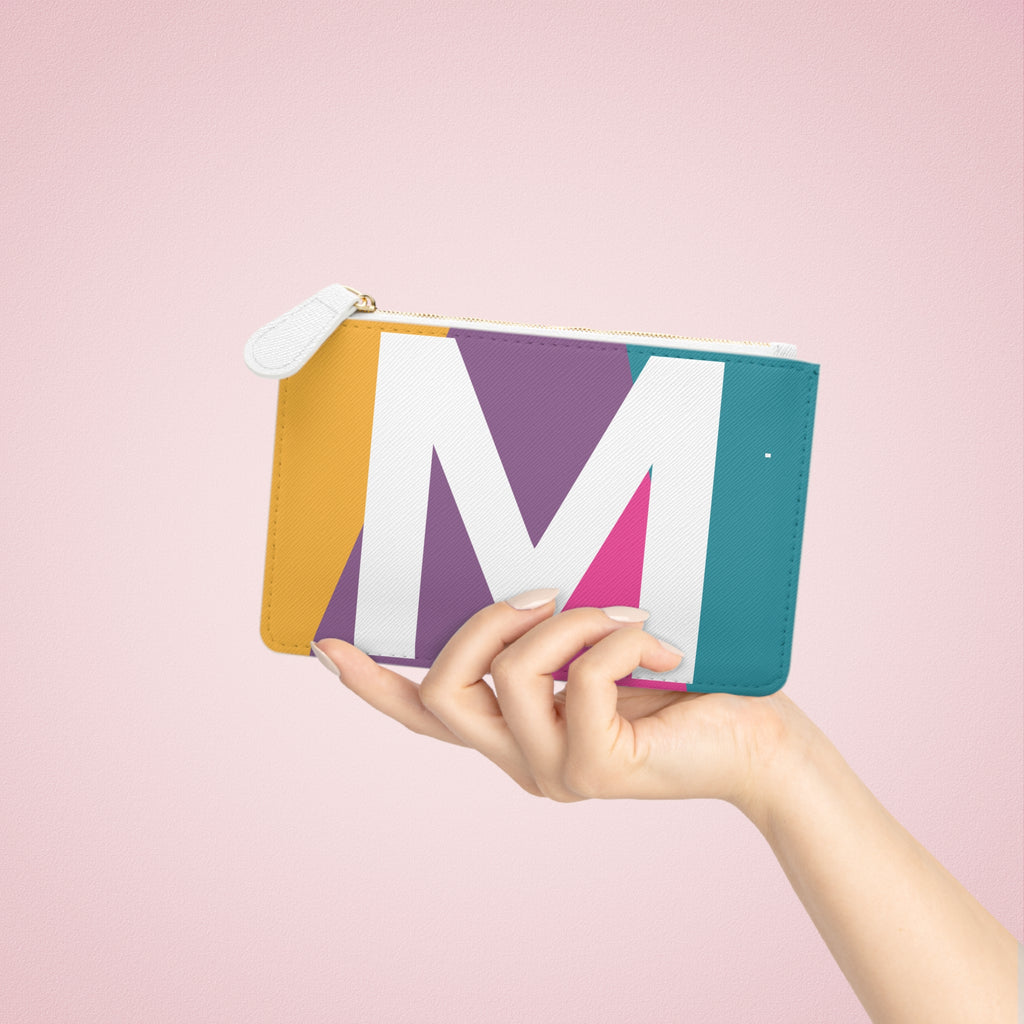 Initial M Mini Clutch — Colorblock Monogram Wristlet Wallet