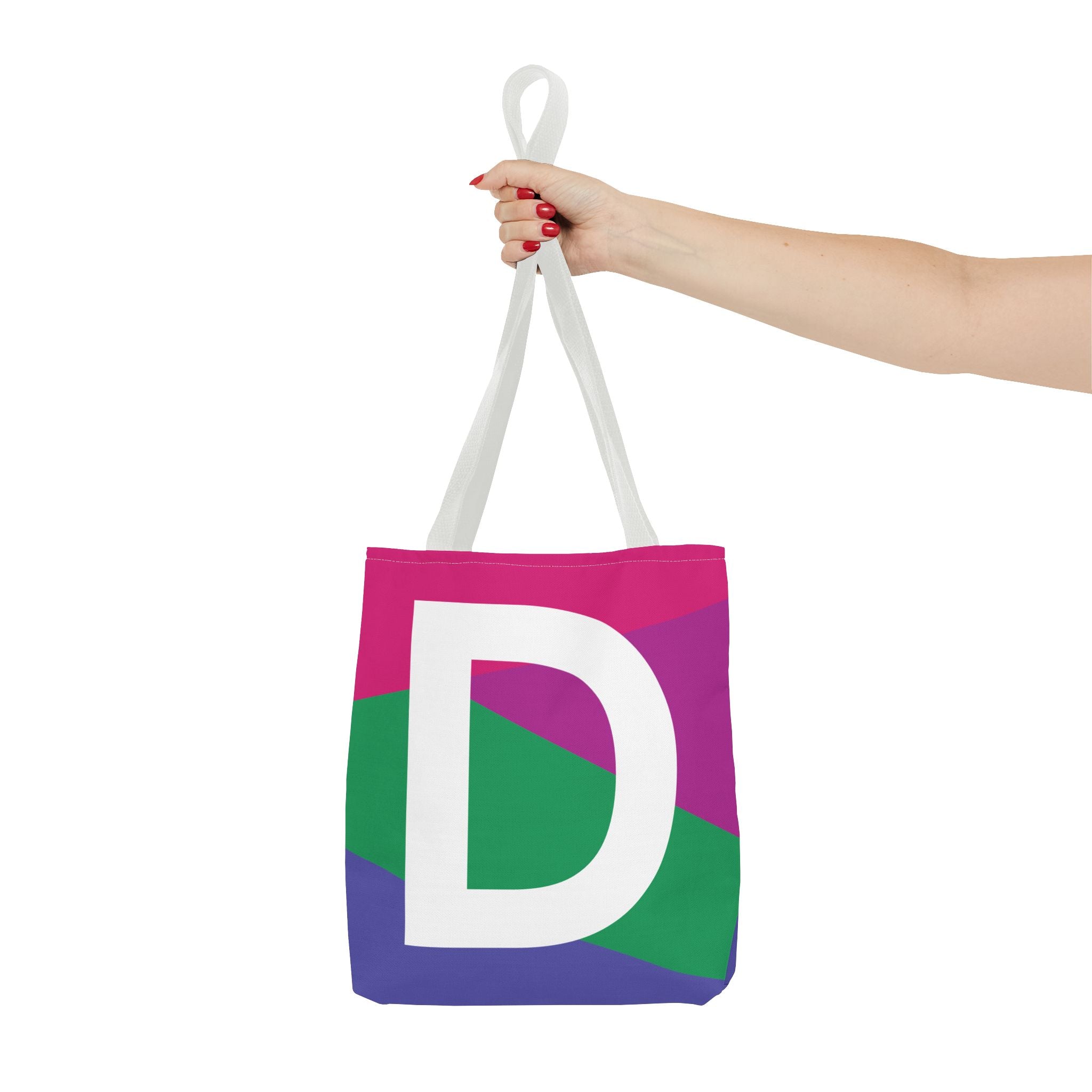 Monogram 'D' Colorblock Tote Bag — Personalized Initial D Shoulder Tote