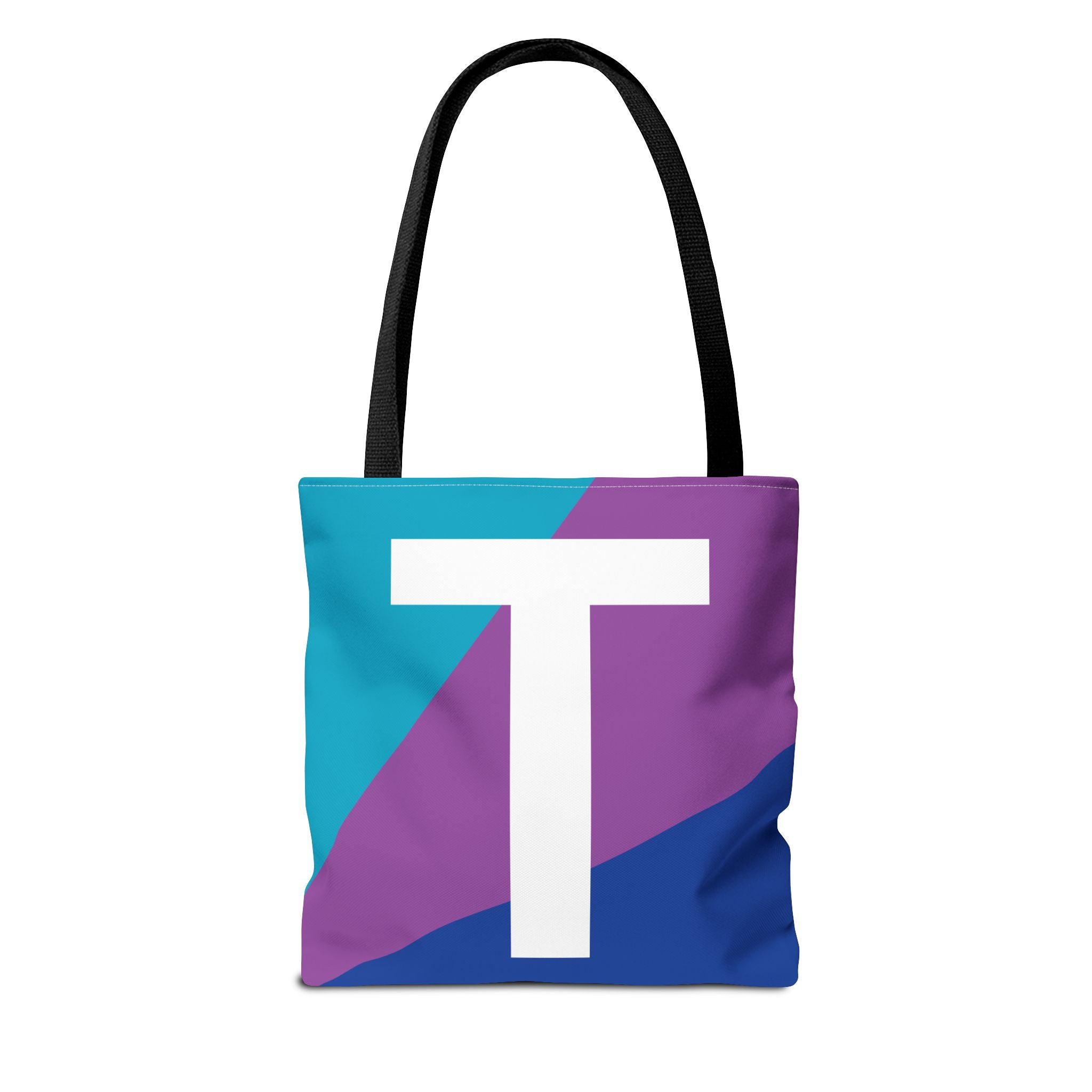 Monogram 'T' Colorblock Tote Bag — Personalized Initial T Shoulder Tote