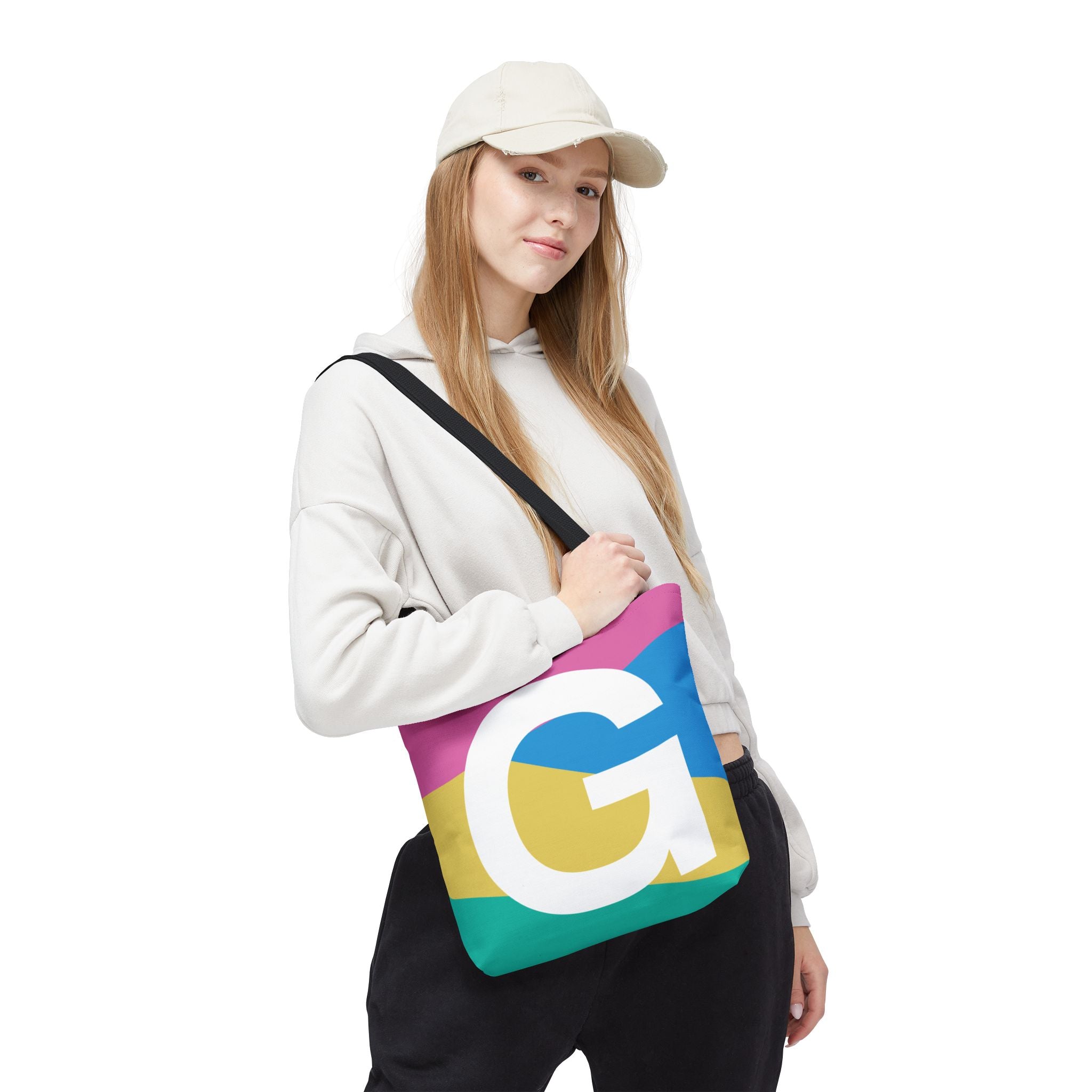 Monogram 'G' Colorblock Tote Bag — Personalized Initial G Shoulder Tote