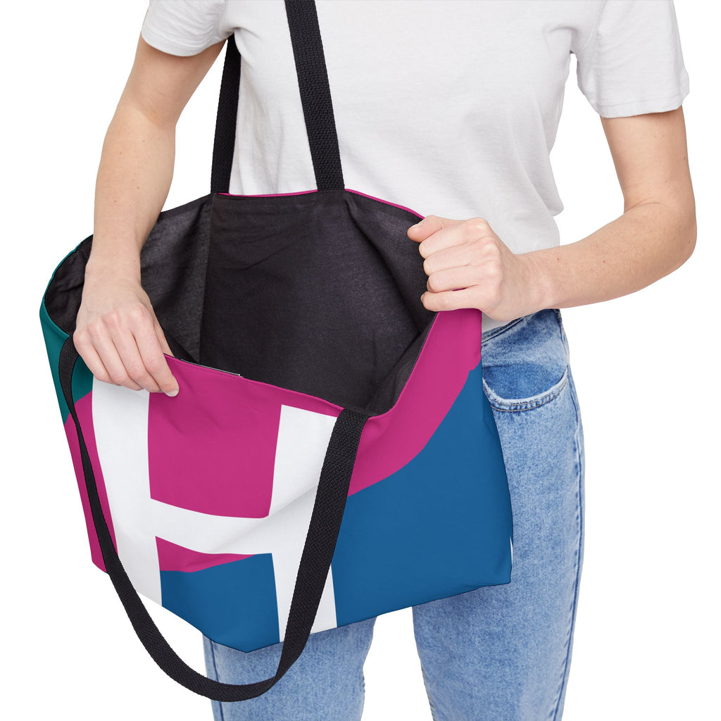 Personalized 'H' Colorblock Tote Bag — Monogram Weekender Tote
