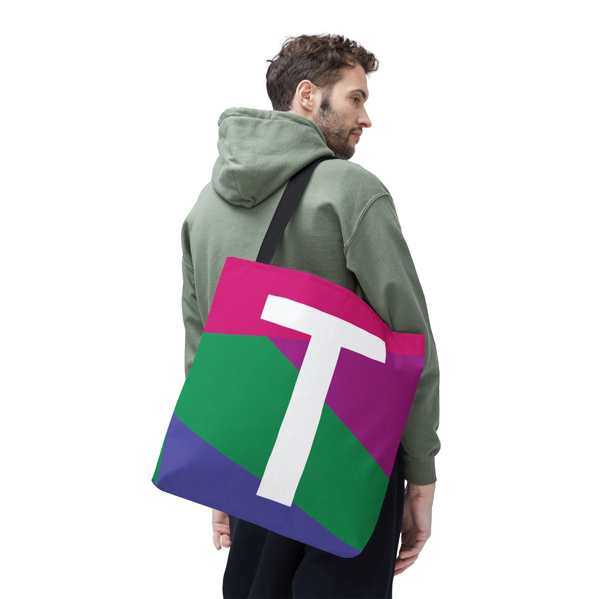 Monogram 'T' Colorblock Tote Bag — Personalized Initial T Shoulder Tote