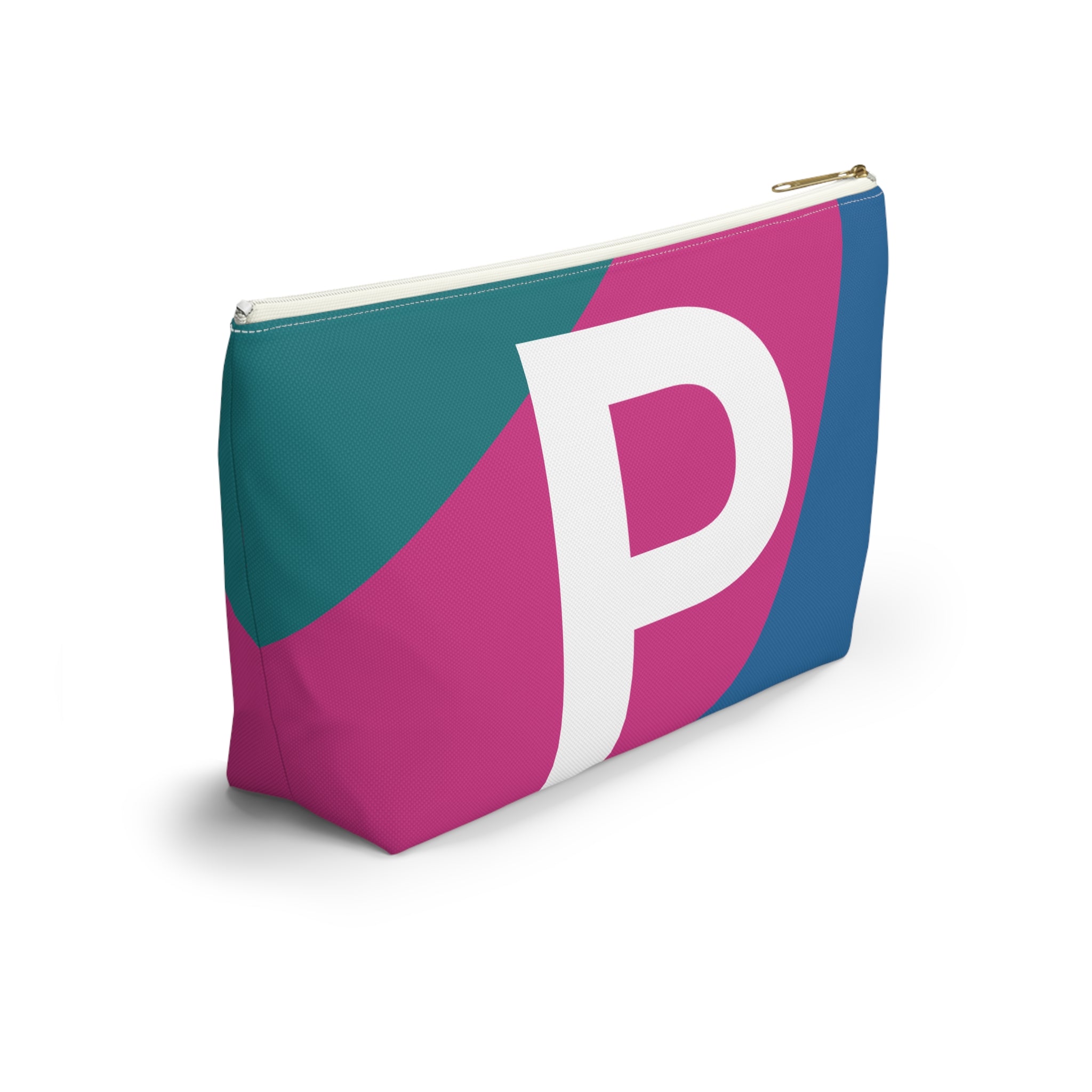 Initials Colorblock Accessory Pouch — Monogram P T-Bottom Cosmetic Bag