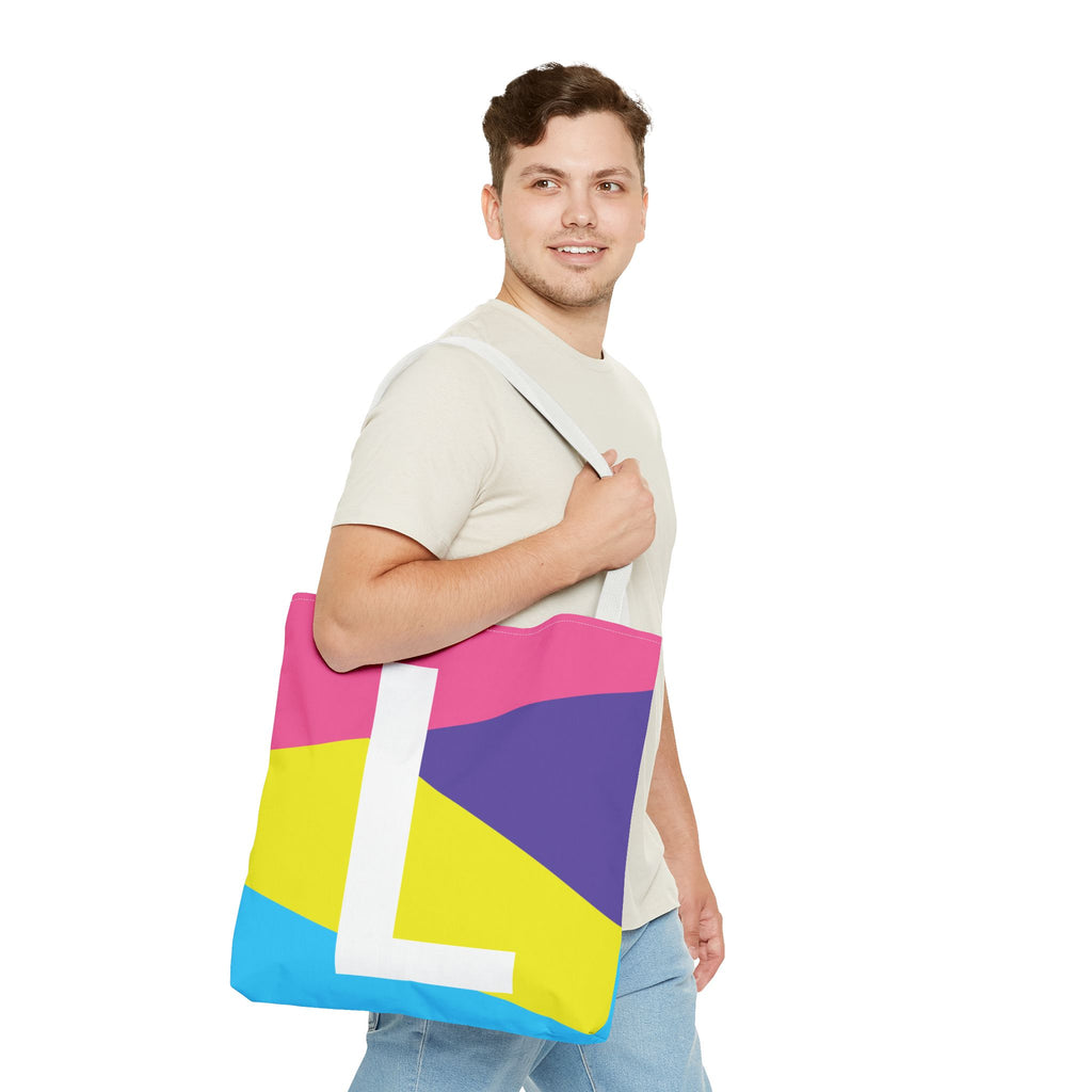 Monogram 'L' Colorblock Tote Bag — Personalized Initial L Shoulder Tote