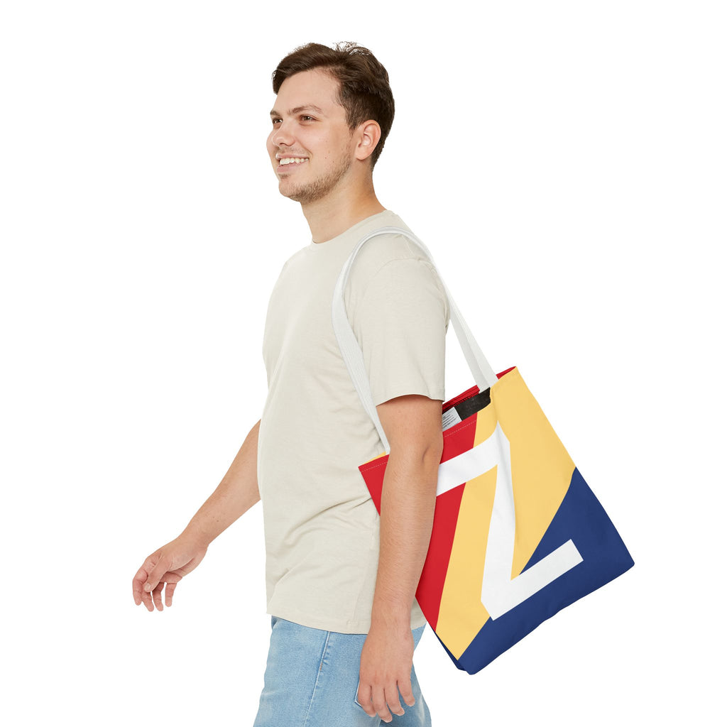 Monogram 'Z' Colorblock Tote Bag — Personalized Initial Z Shoulder Tote
