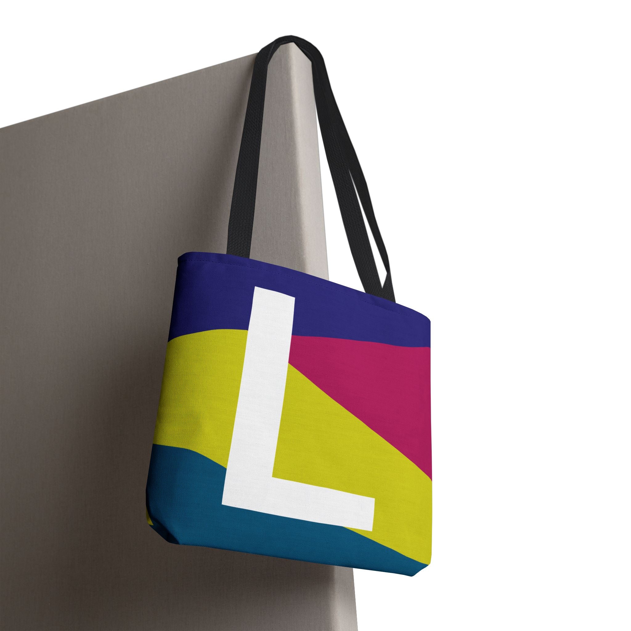 Monogram 'L' Colorblock Tote Bag — Personalized Initial L Shoulder Tote