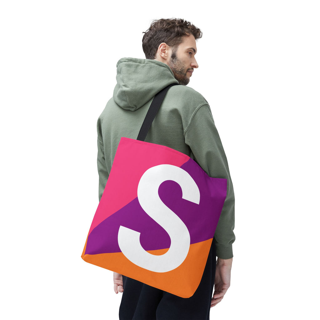 Monogram 'S' Colorblock Tote Bag — Personalized Initial S Shoulder Tote