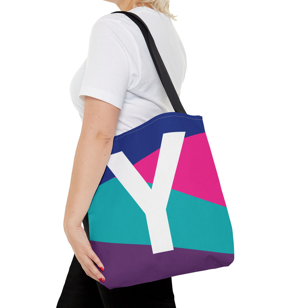 Monogram 'Y' Colorblock Tote Bag — Personalized Initial Y Shoulder Tote