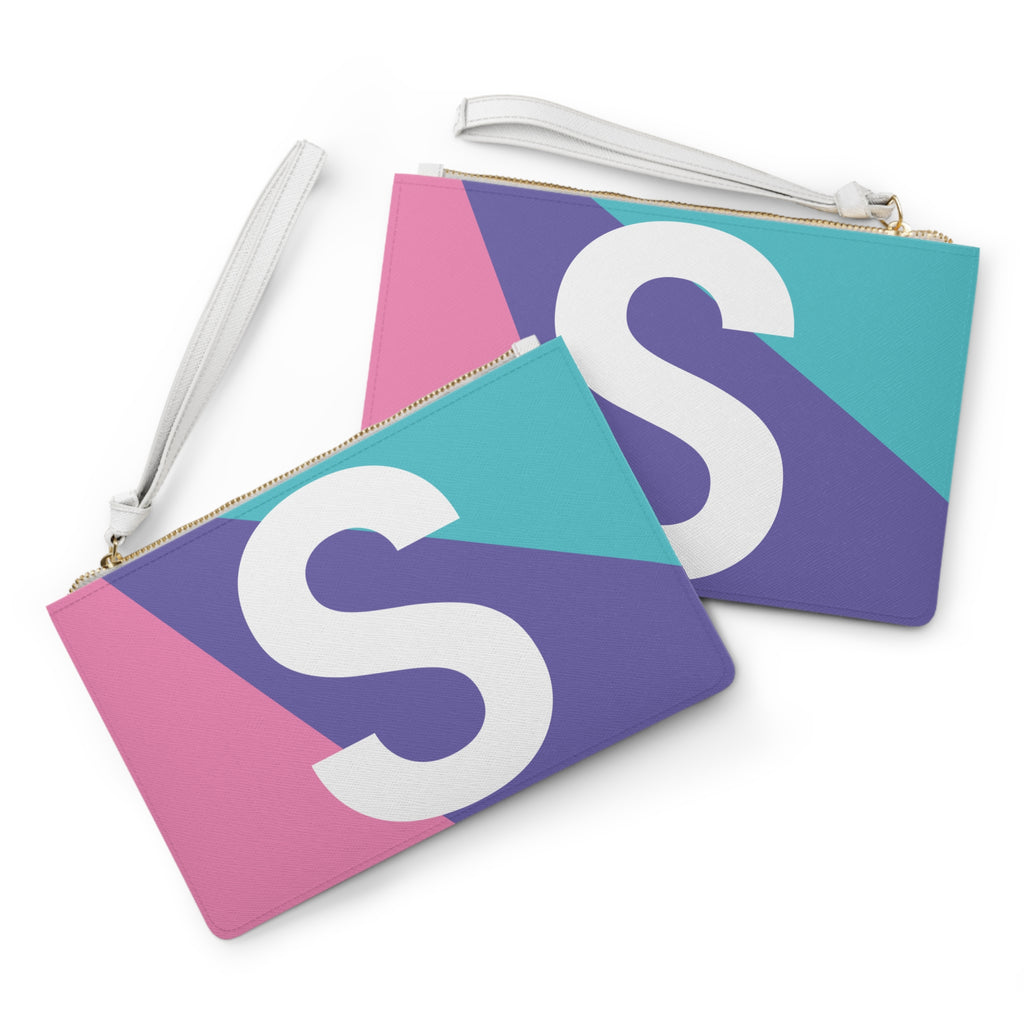 Monogram 'S' Colorblock Clutch Bag — Bold Geometric Wristlet for Everyday & Gifts