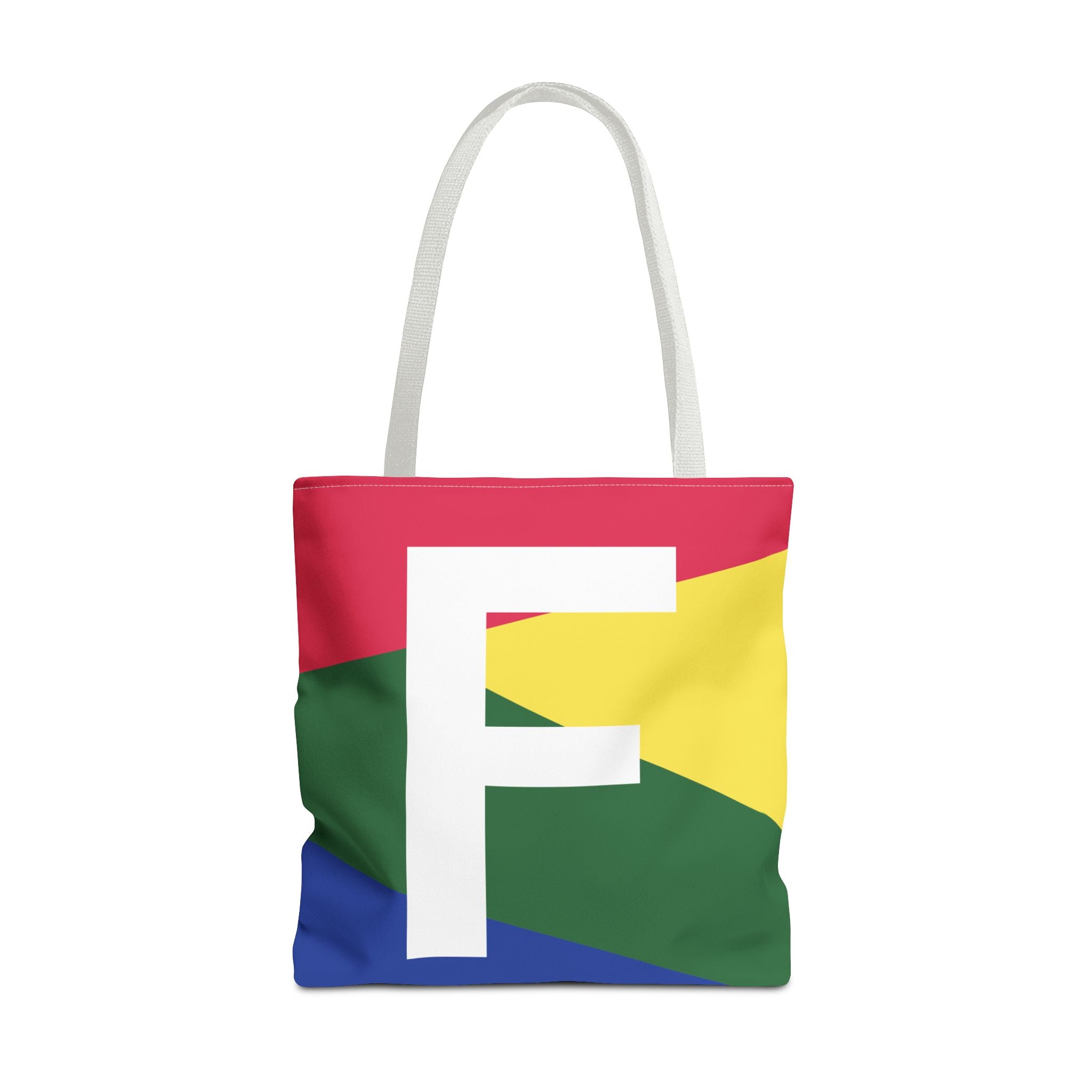 Monogram 'F' Colorblock Tote Bag — Personalized Initial F Shoulder Tote