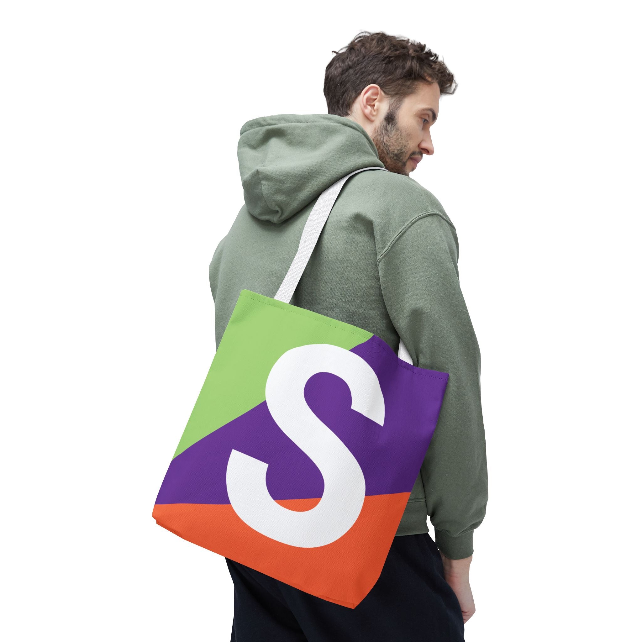 Monogram 'S' Colorblock Tote Bag — Personalized Initial S Shoulder Tote