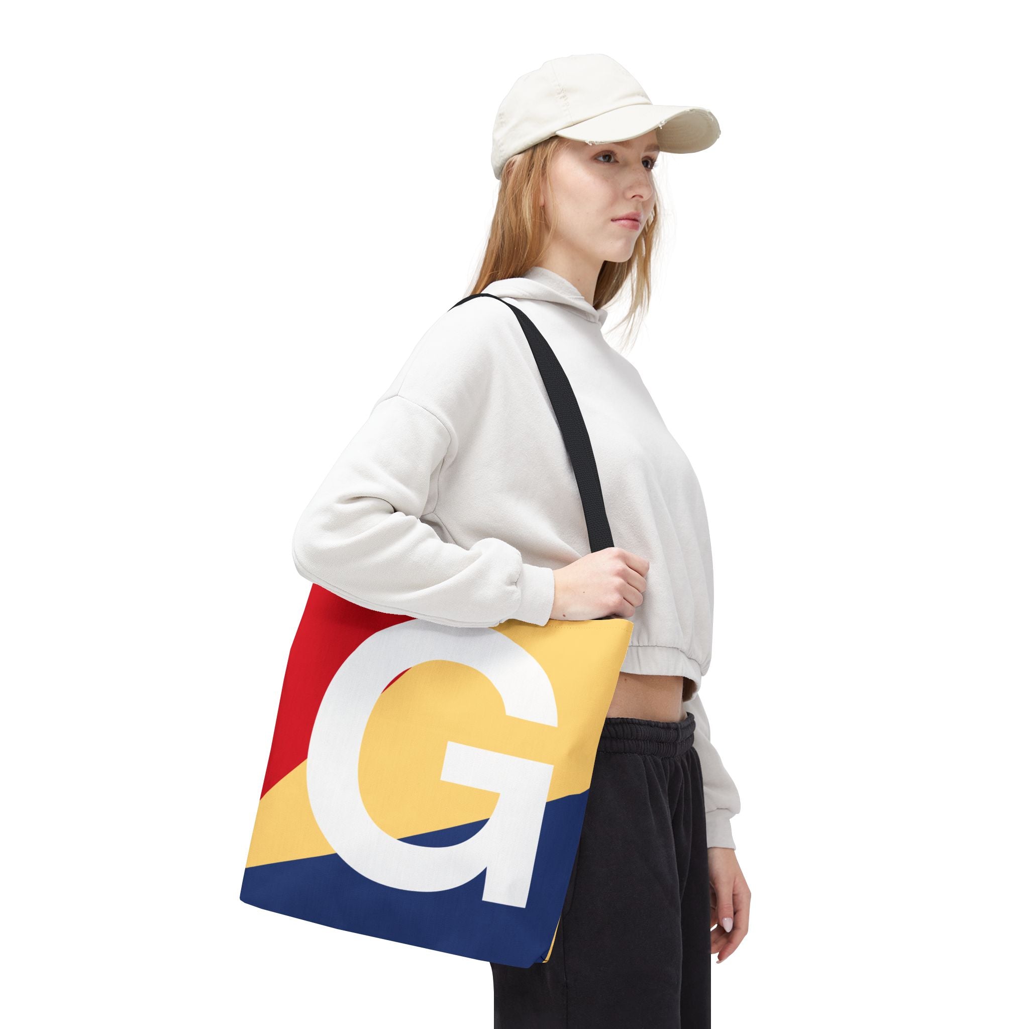 Monogram 'G' Colorblock Tote Bag — Personalized Initial G Shoulder Tote
