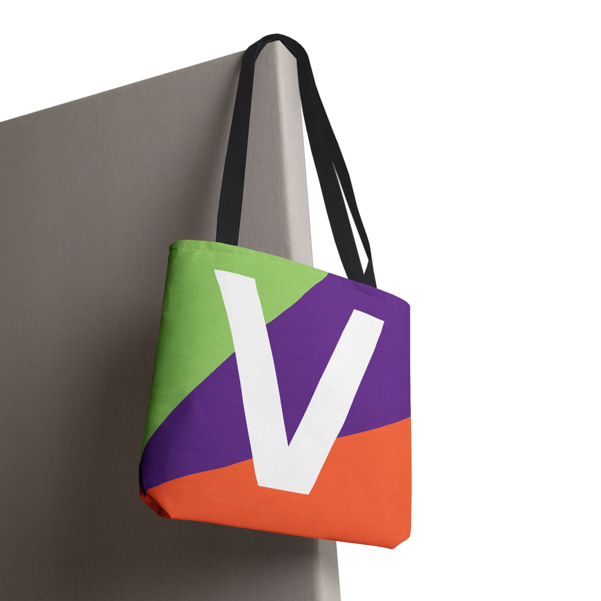 Monogram 'V' Colorblock Tote Bag — Personalized Initial V Shoulder Tote