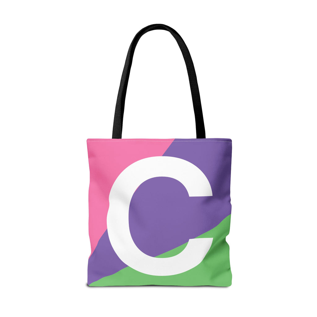 Monogram 'C' Colorblock Tote Bag — Personalized Initial C Shoulder Tote