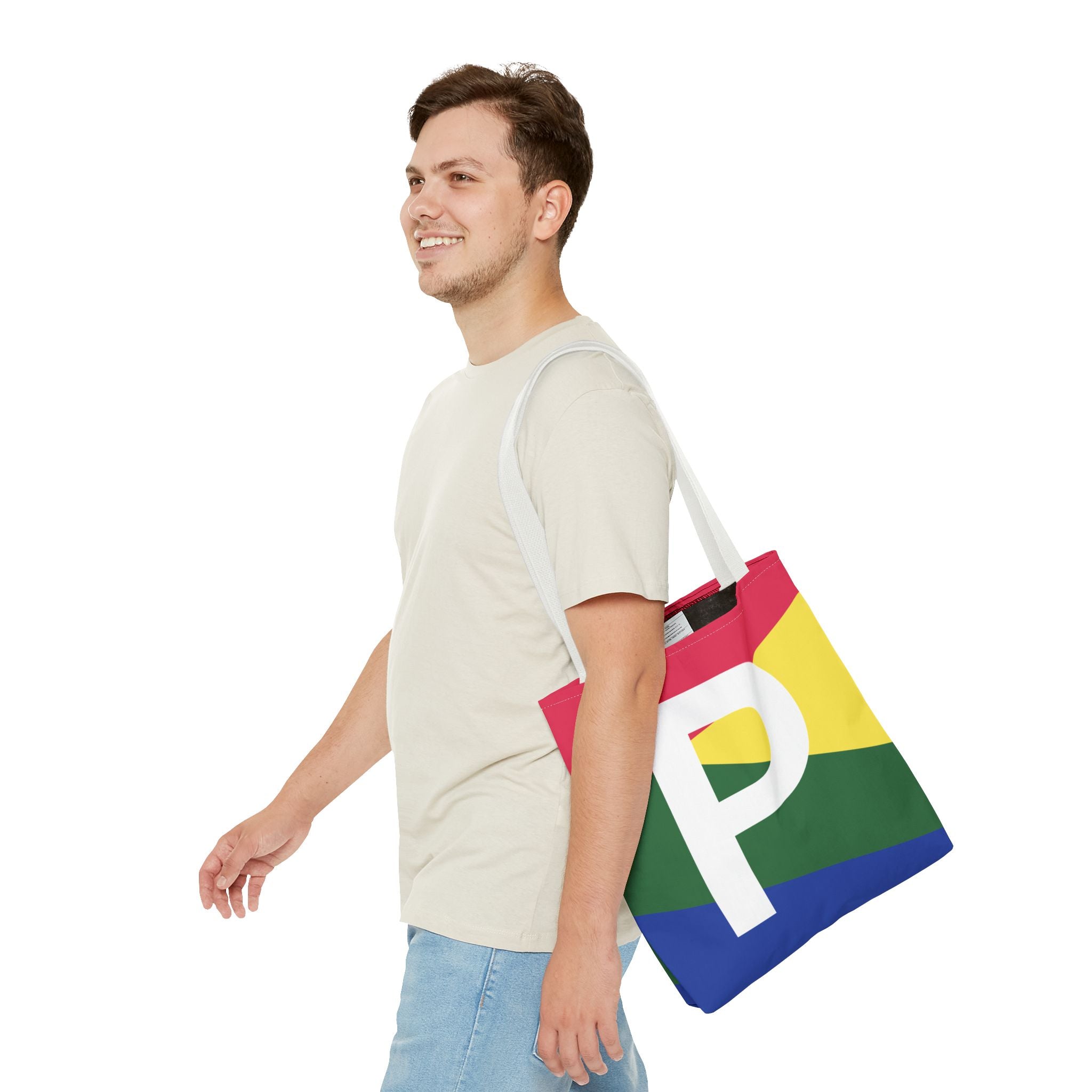 Monogram 'P' Colorblock Tote Bag — Personalized Initial P Shoulder Tote