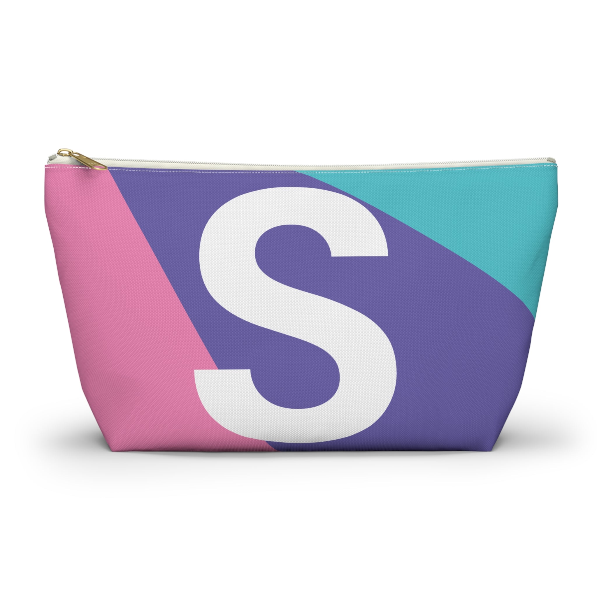 Initials Colorblock Accessory Pouch — Monogram S T-Bottom Cosmetic Bag