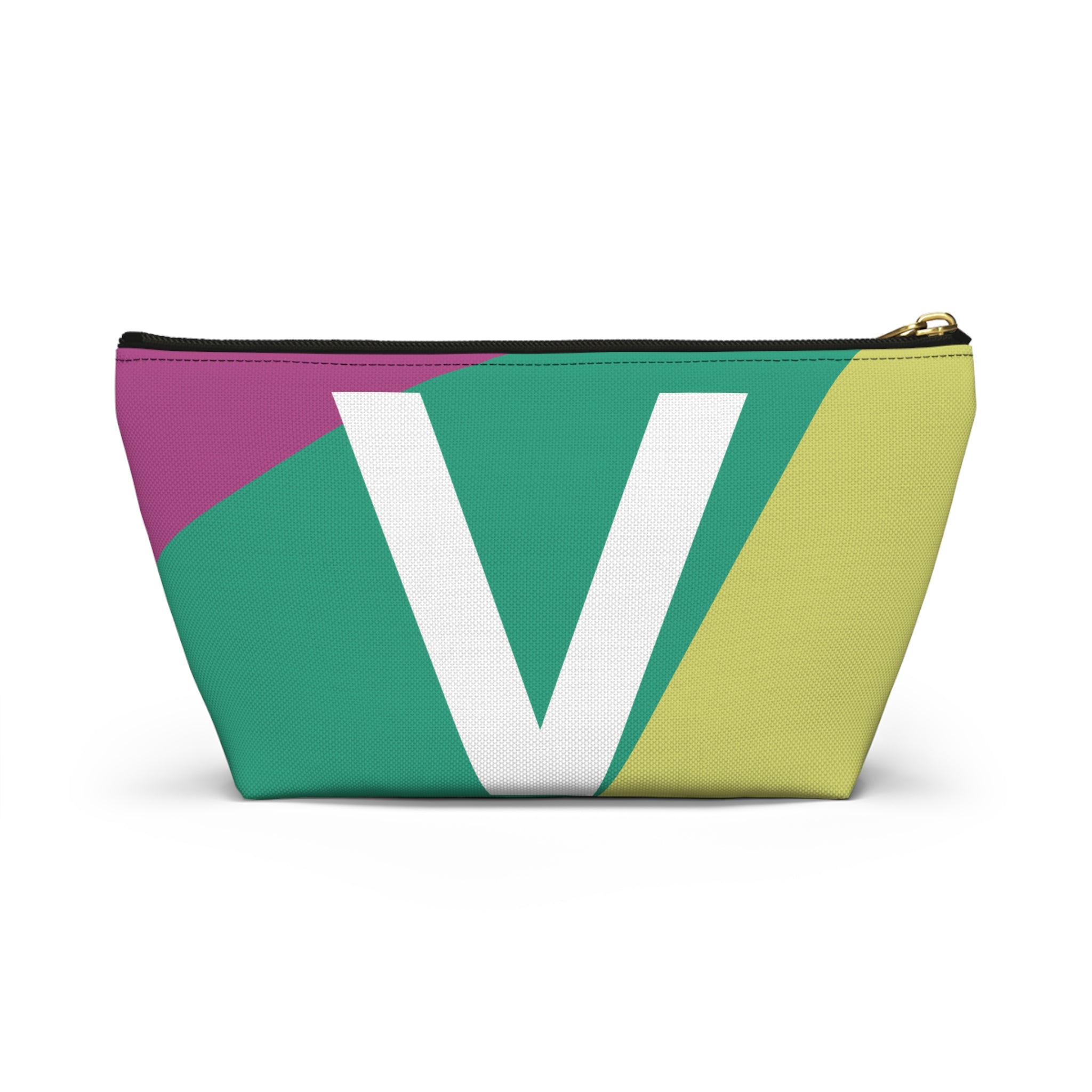 Initials Colorblock Accessory Pouch — Monogram V T-Bottom Cosmetic Bag