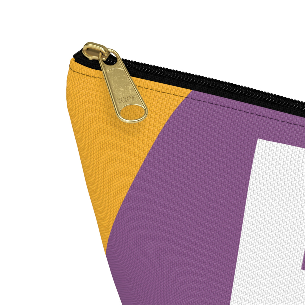Initials Colorblock Accessory Pouch — Monogram F T-Bottom Cosmetic Bag