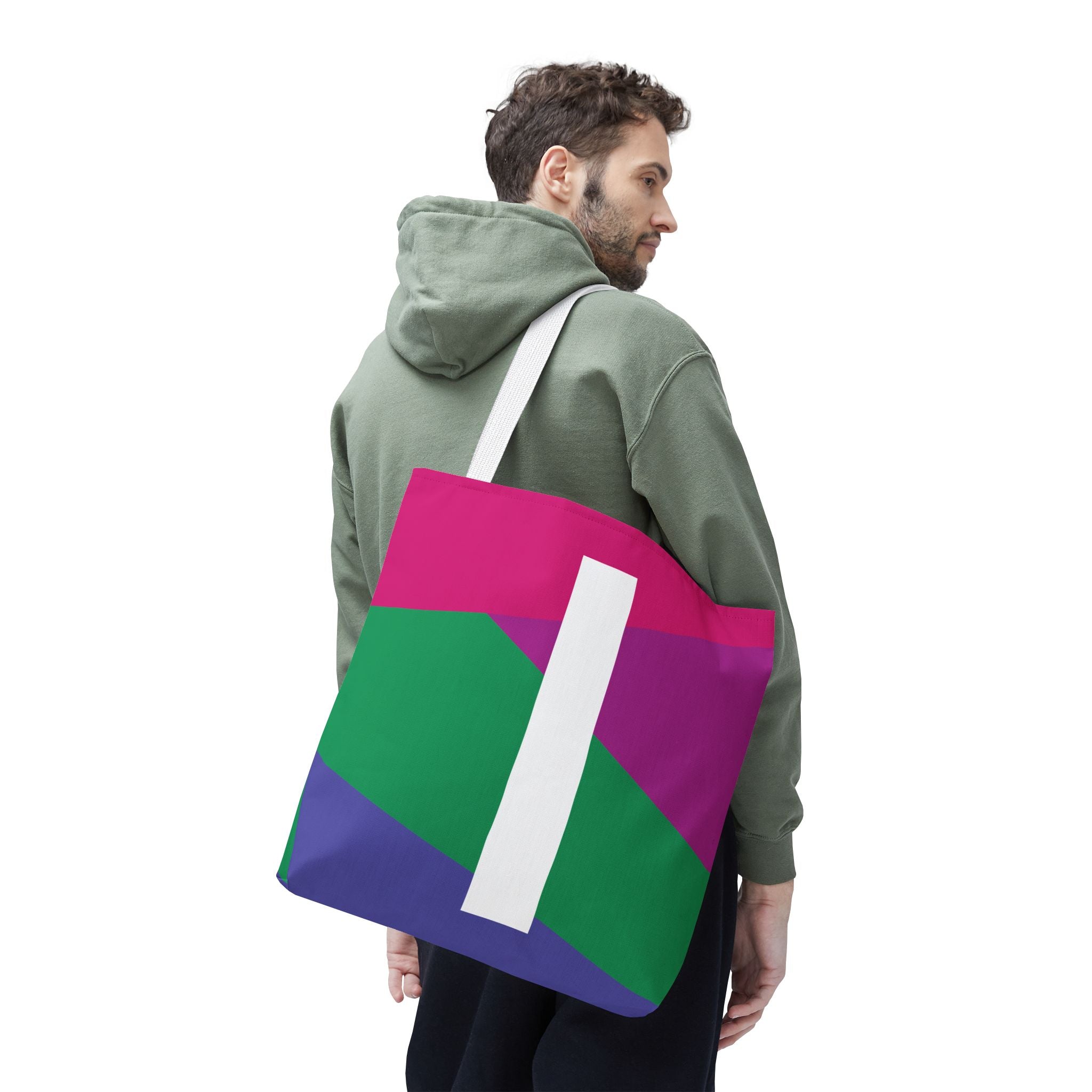 Monogram 'I' Colorblock Tote Bag — Personalized Initial I Shoulder Tote
