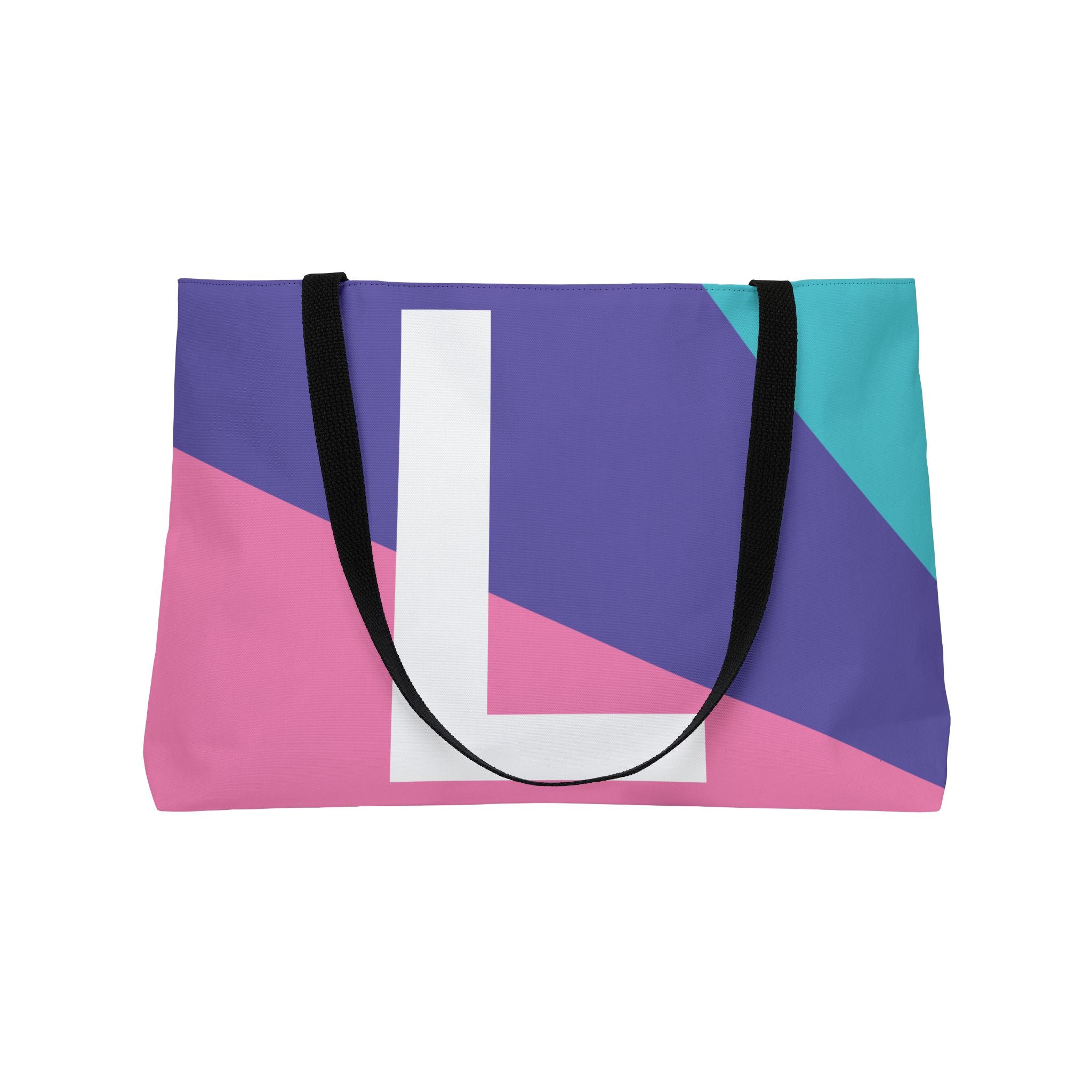 Personalized 'L' Colorblock Tote Bag — Monogram Weekender Tote