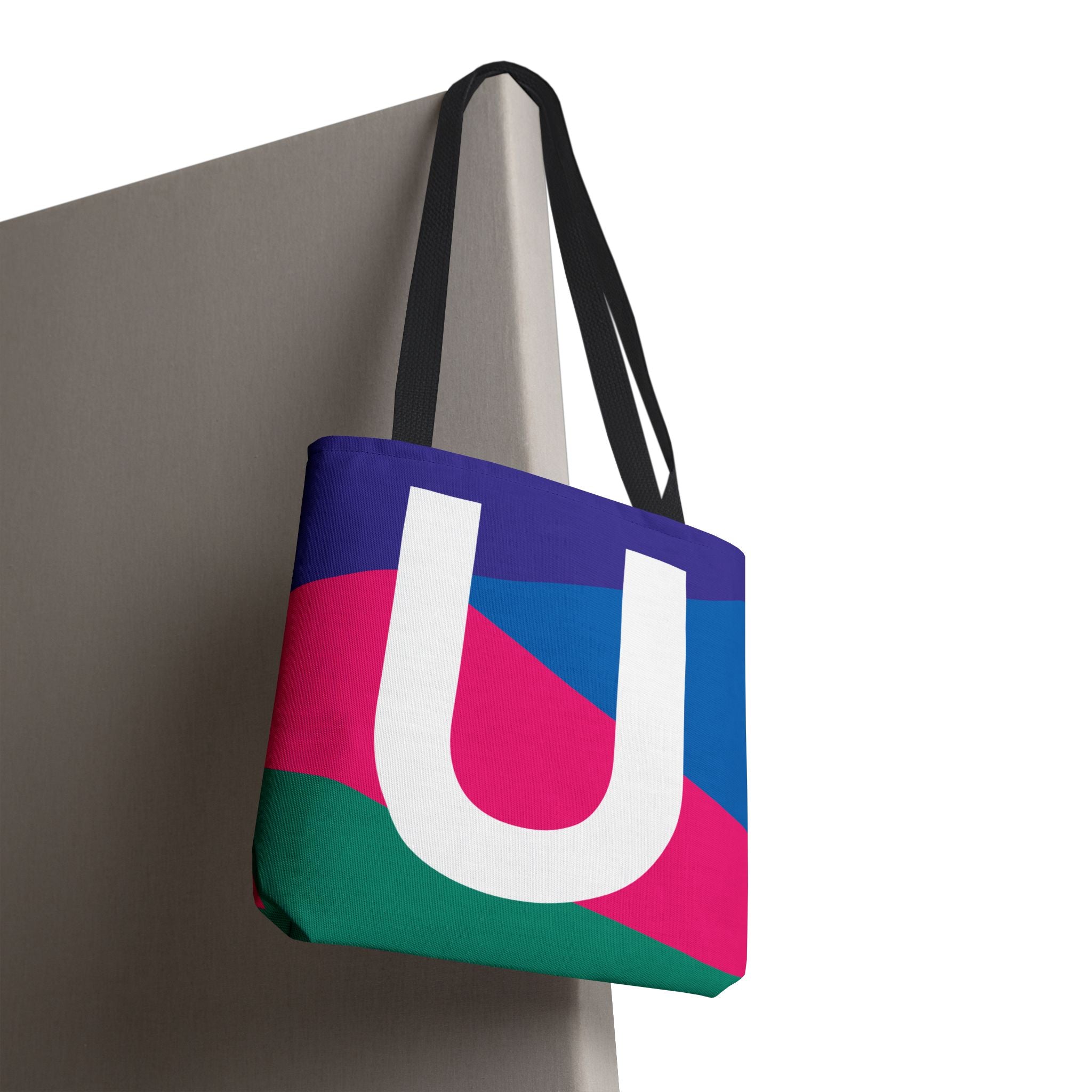 Monogram 'U' Colorblock Tote Bag — Personalized Initial U Shoulder Tote