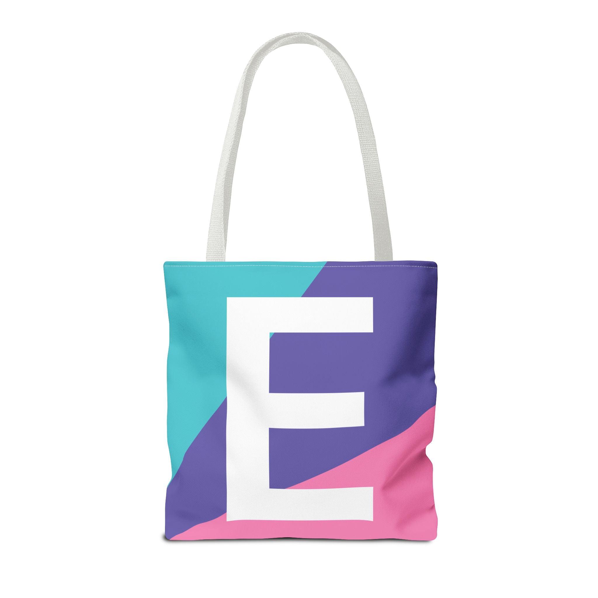 Monogram 'E' Colorblock Tote Bag — Personalized Initial E Shoulder Tote