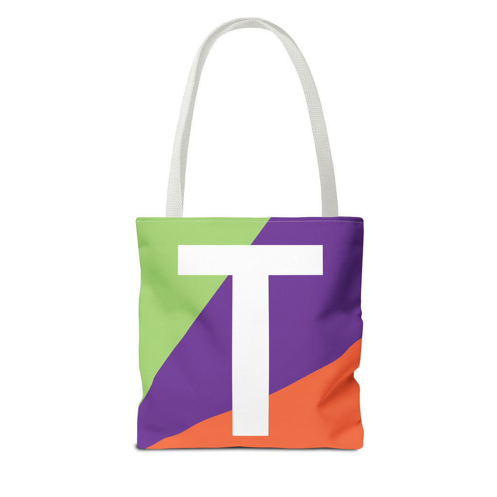 Monogram 'T' Colorblock Tote Bag — Personalized Initial T Shoulder Tote