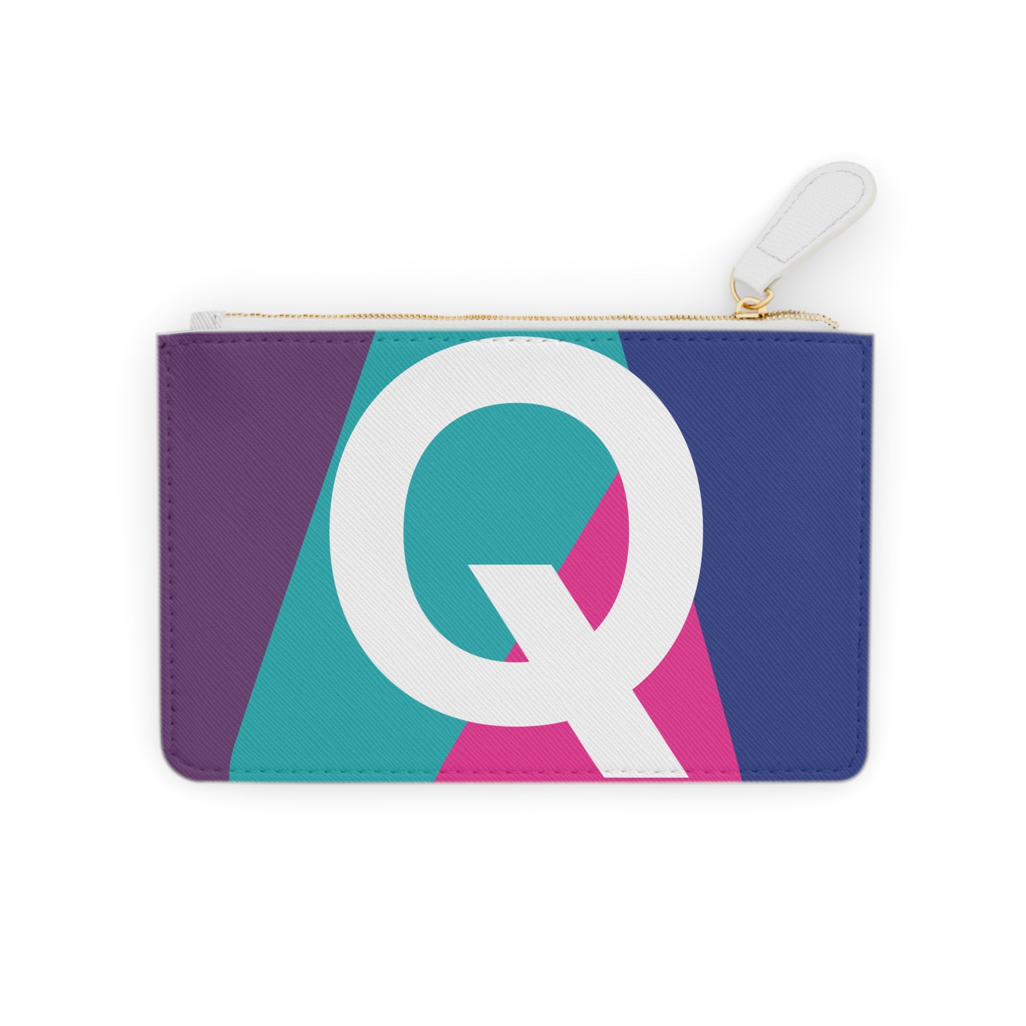 Initial Q Mini Clutch — Colorblock Monogram Wristlet Wallet