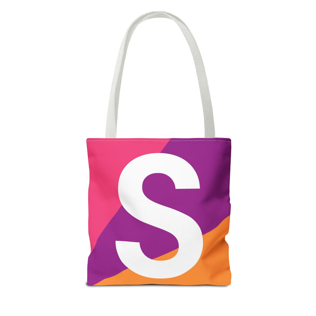 Monogram 'S' Colorblock Tote Bag — Personalized Initial S Shoulder Tote