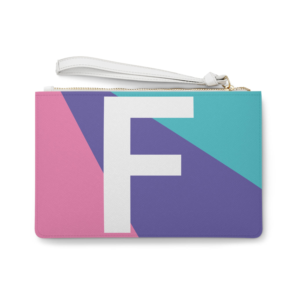 Monogram 'F' Colorblock Clutch Bag — Bold Geometric Wristlet for Everyday & Gifts