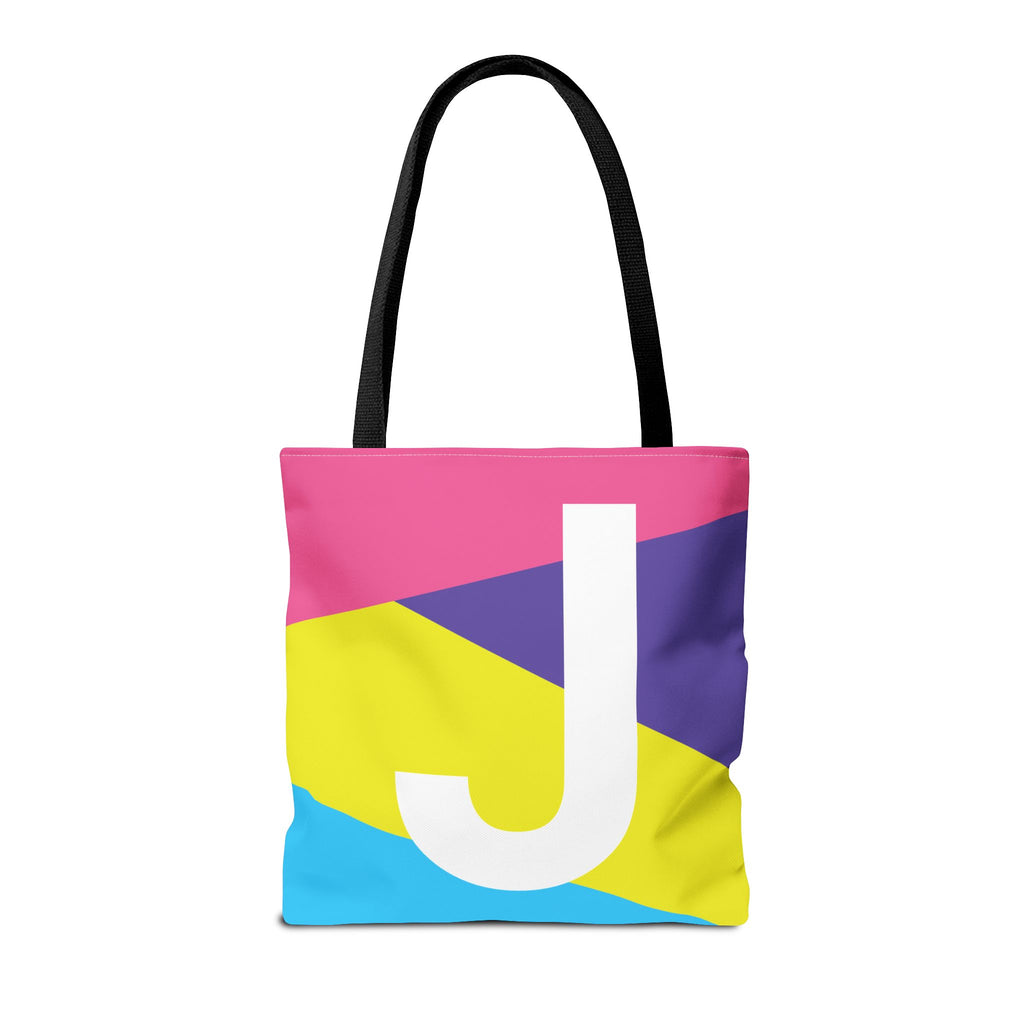 Monogram 'J' Colorblock Tote Bag — Personalized Initial J Shoulder Tote