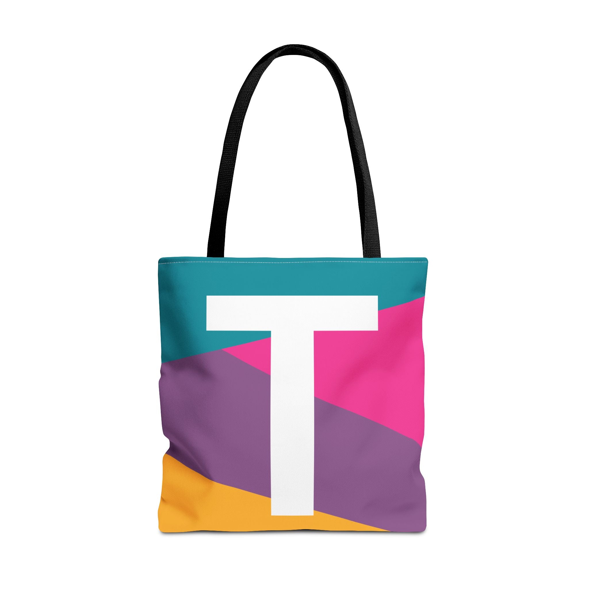 Monogram 'T' Colorblock Tote Bag — Personalized Initial T Shoulder Tote