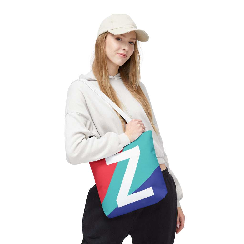 Monogram 'Z' Colorblock Tote Bag — Personalized Initial Z Shoulder Tote