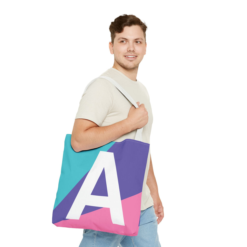 Monogram 'A' Colorblock Tote Bag — Personalized Initial A Shoulder Tote