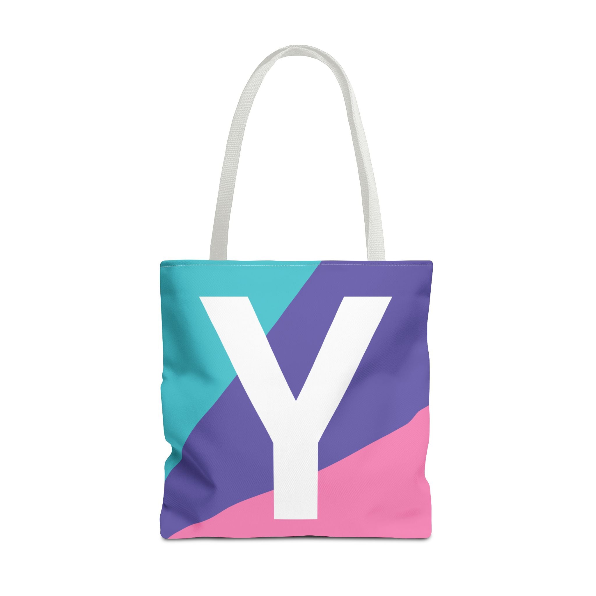 Monogram 'Y' Colorblock Tote Bag — Personalized Initial Y Shoulder Tote