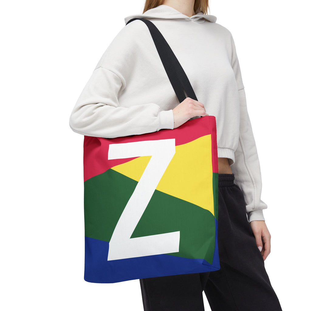 Monogram 'Z' Colorblock Tote Bag — Personalized Initial Z Shoulder Tote