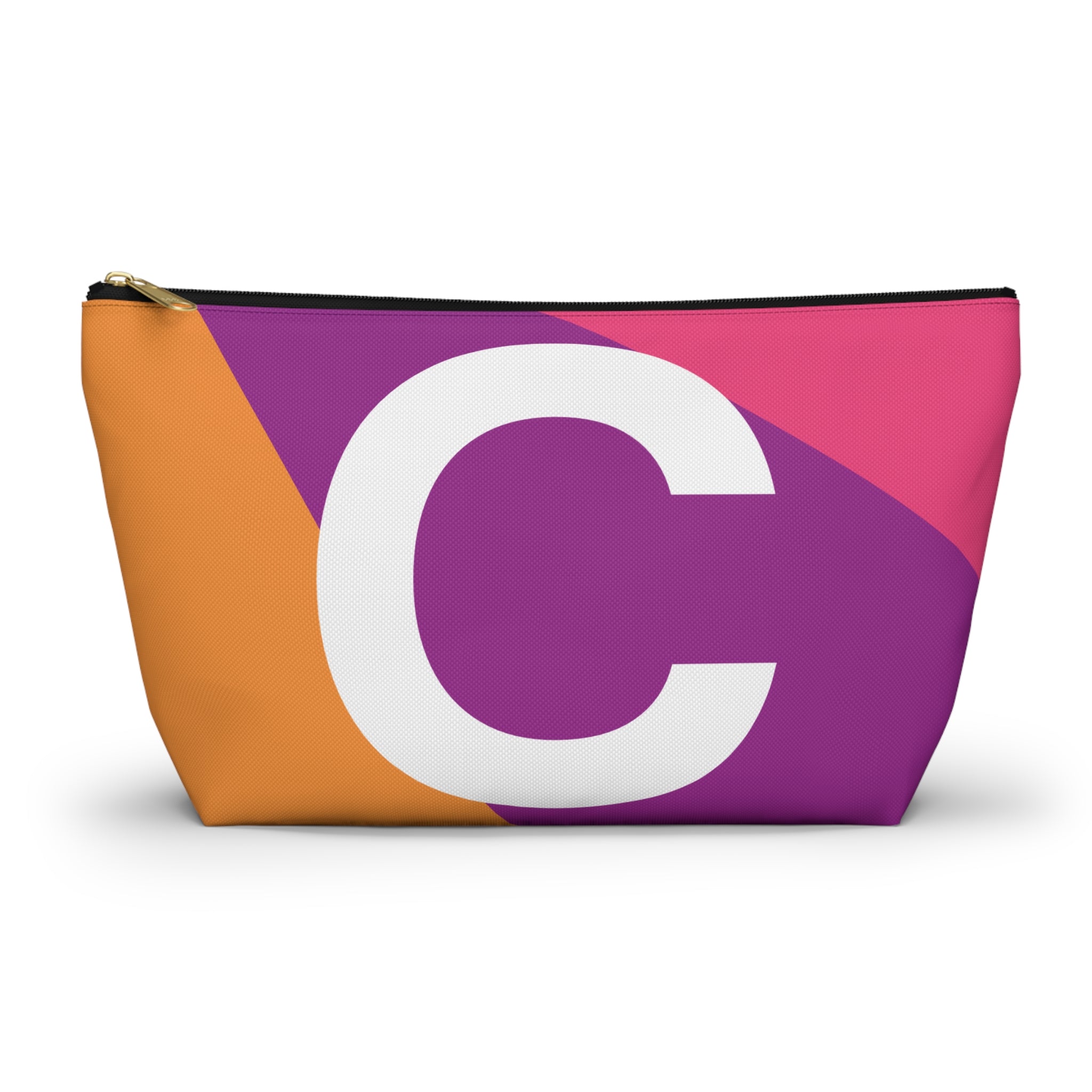 Initials Colorblock Accessory Pouch — Monogram C T-Bottom Cosmetic Bag