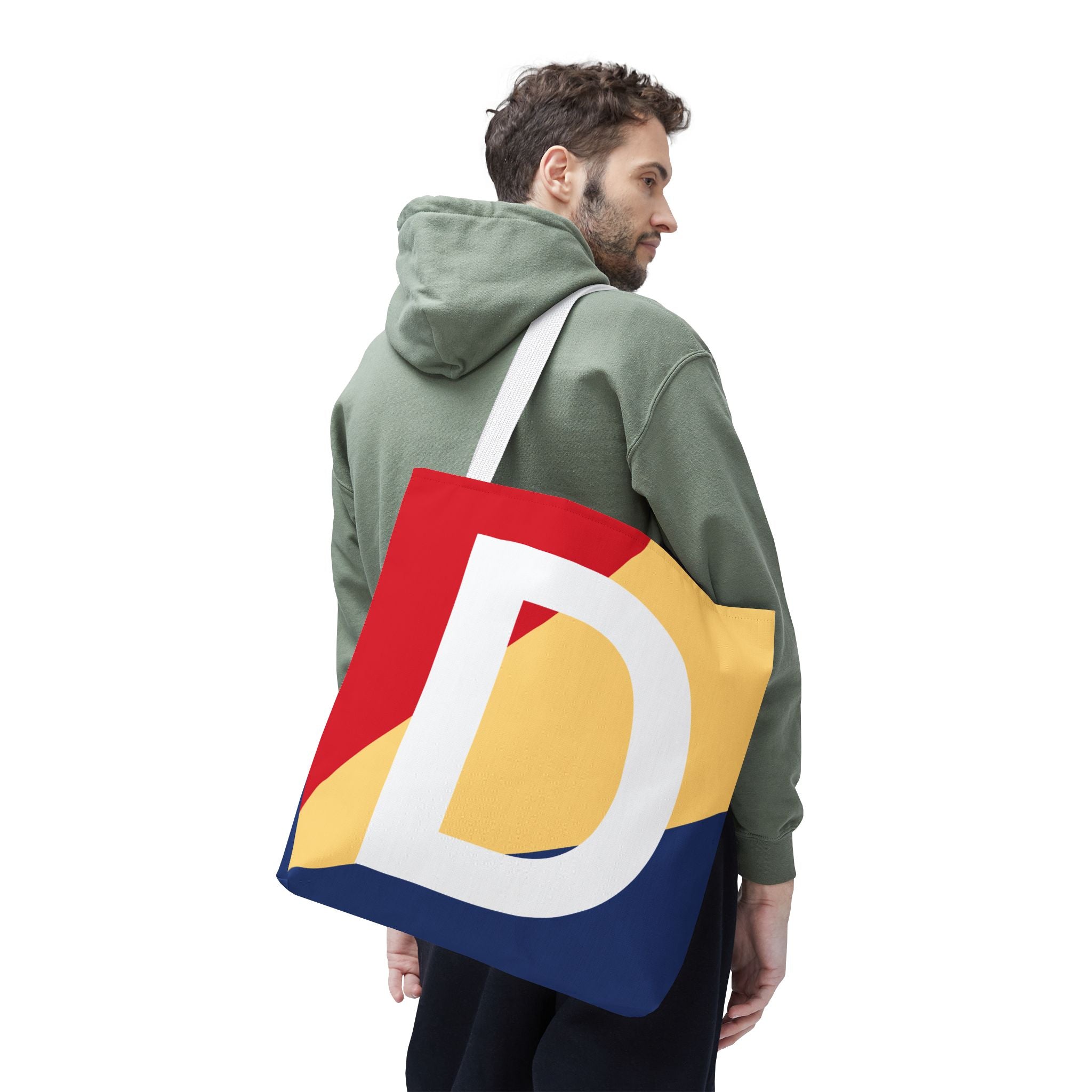 Monogram 'D' Colorblock Tote Bag — Personalized Initial D Shoulder Tote