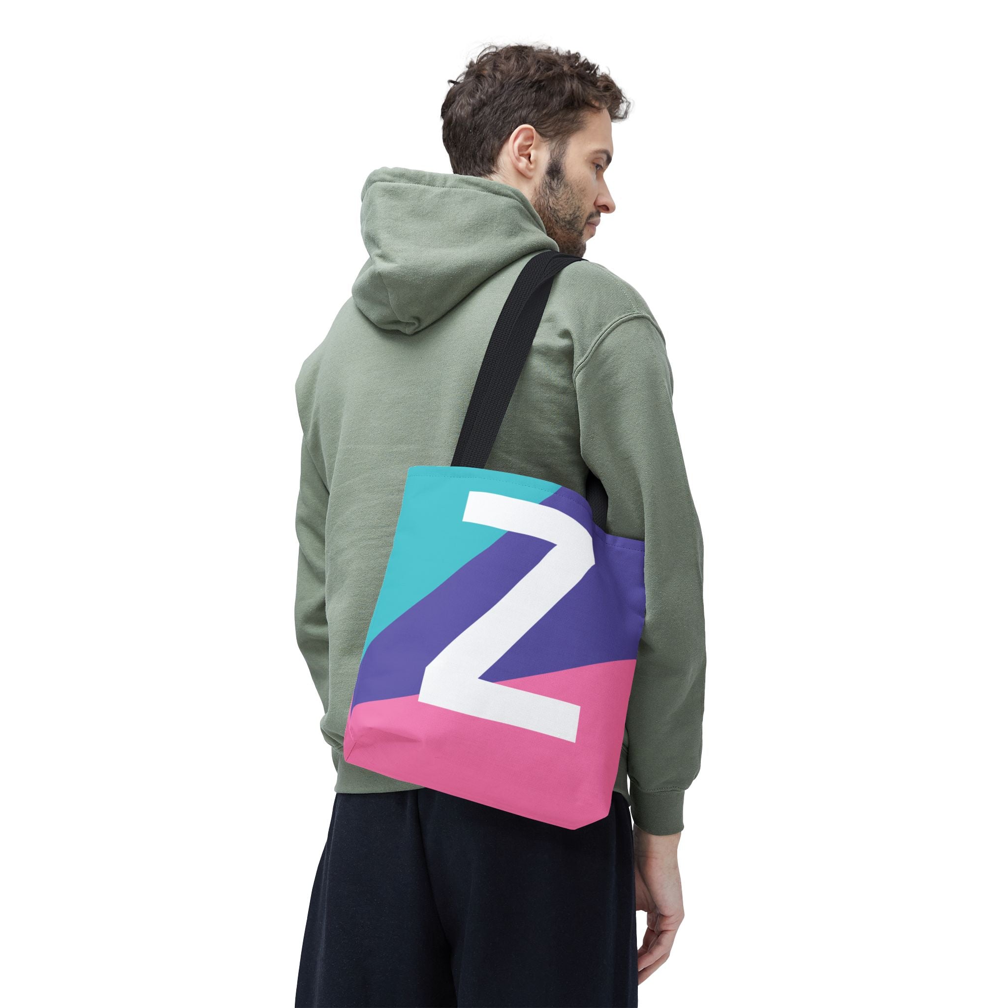 Monogram 'Z' Colorblock Tote Bag — Personalized Initial Z Shoulder Tote