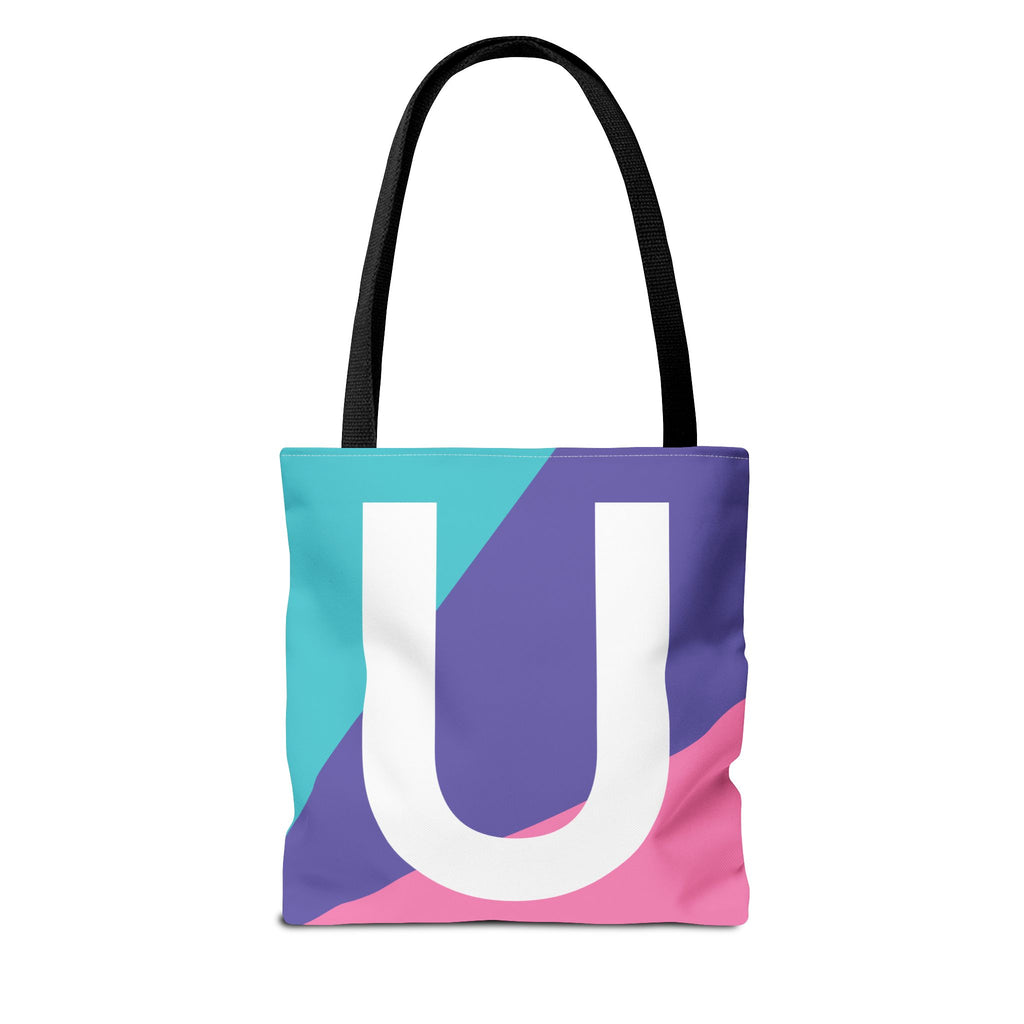 Monogram 'U' Colorblock Tote Bag — Personalized Initial U Shoulder Tote