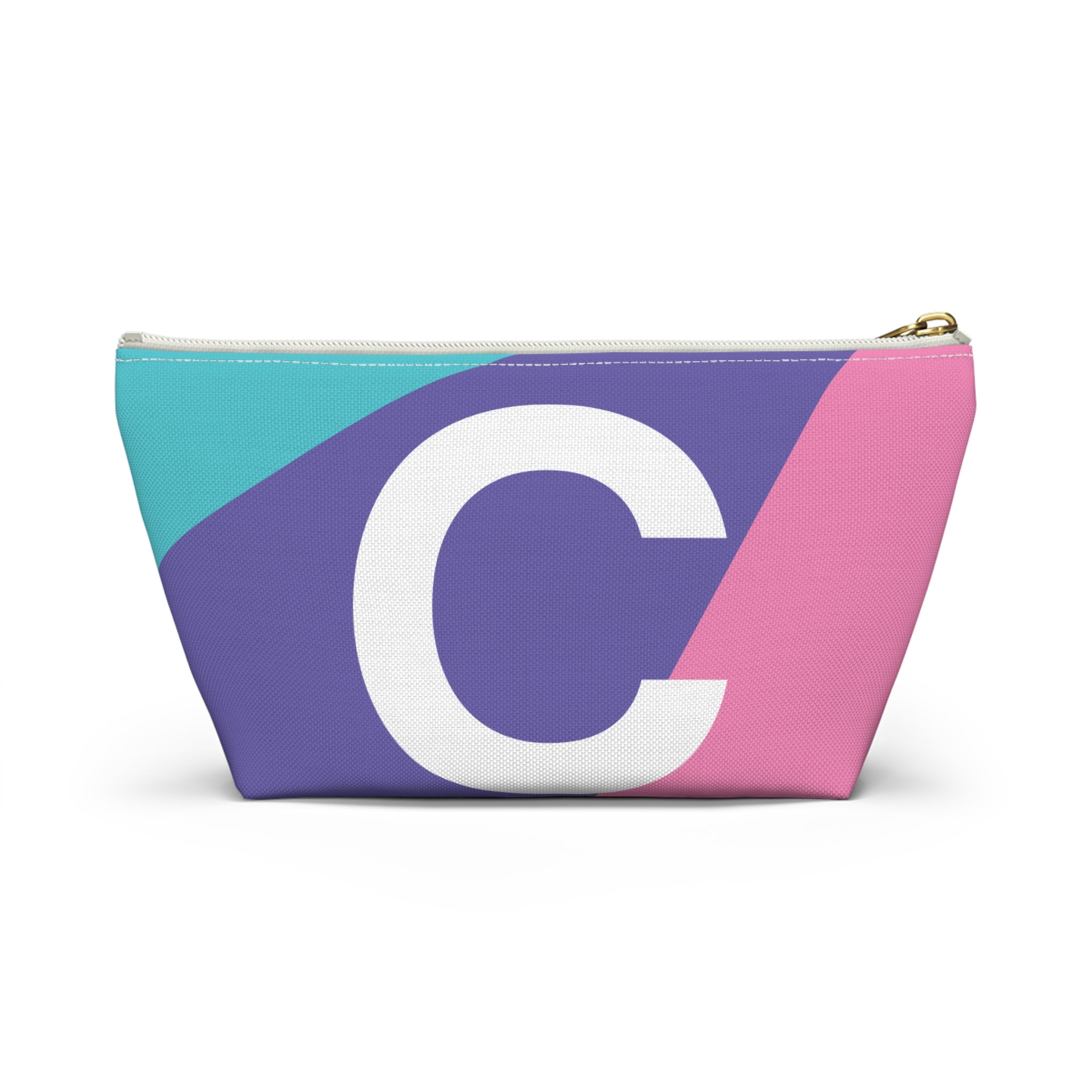 Initials Colorblock Accessory Pouch — Monogram C T-Bottom Cosmetic Bag