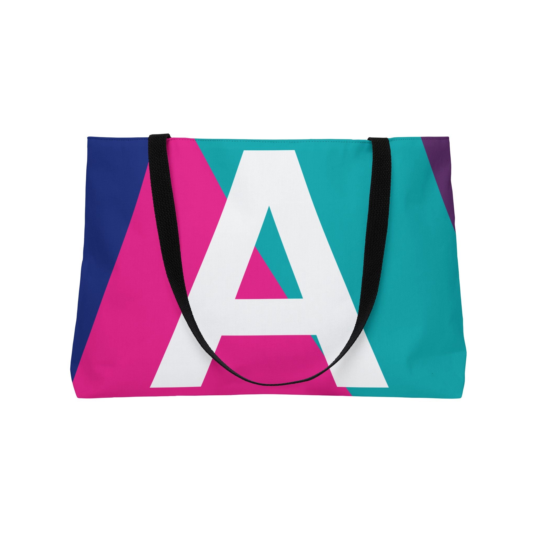 Personalized 'A' Colorblock Tote Bag — Monogram Weekender Tote