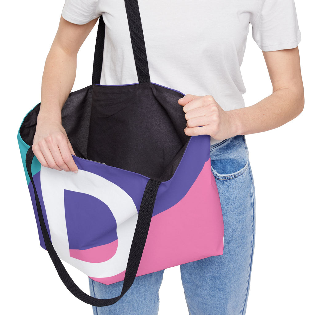 Personalized 'D' Colorblock Tote Bag — Monogram Weekender Tote