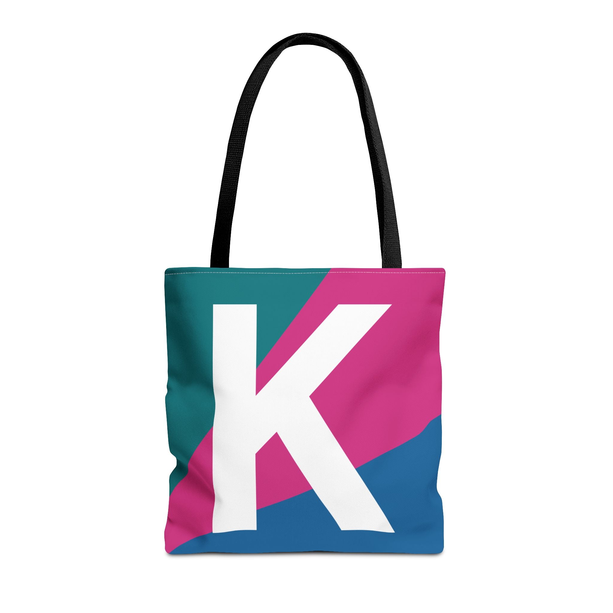 Monogram 'K' Colorblock Tote Bag — Personalized Initial K Shoulder Tote