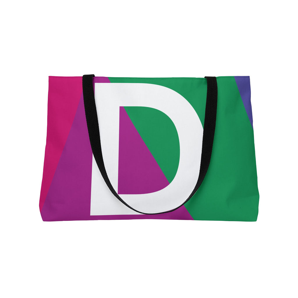 Personalized 'D' Colorblock Tote Bag — Monogram Weekender Tote